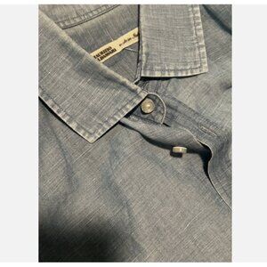 Maurizio Baldassari Brera Shirt Mens M Medium Blue Chambray Cotton Long Sleeve